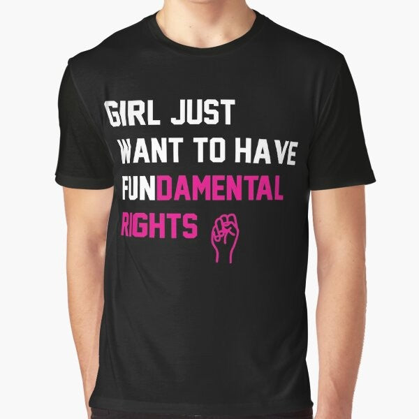 Cyndi Lauper "Girls Just Want to Have Fundamental Rights" graphic t-shirt design