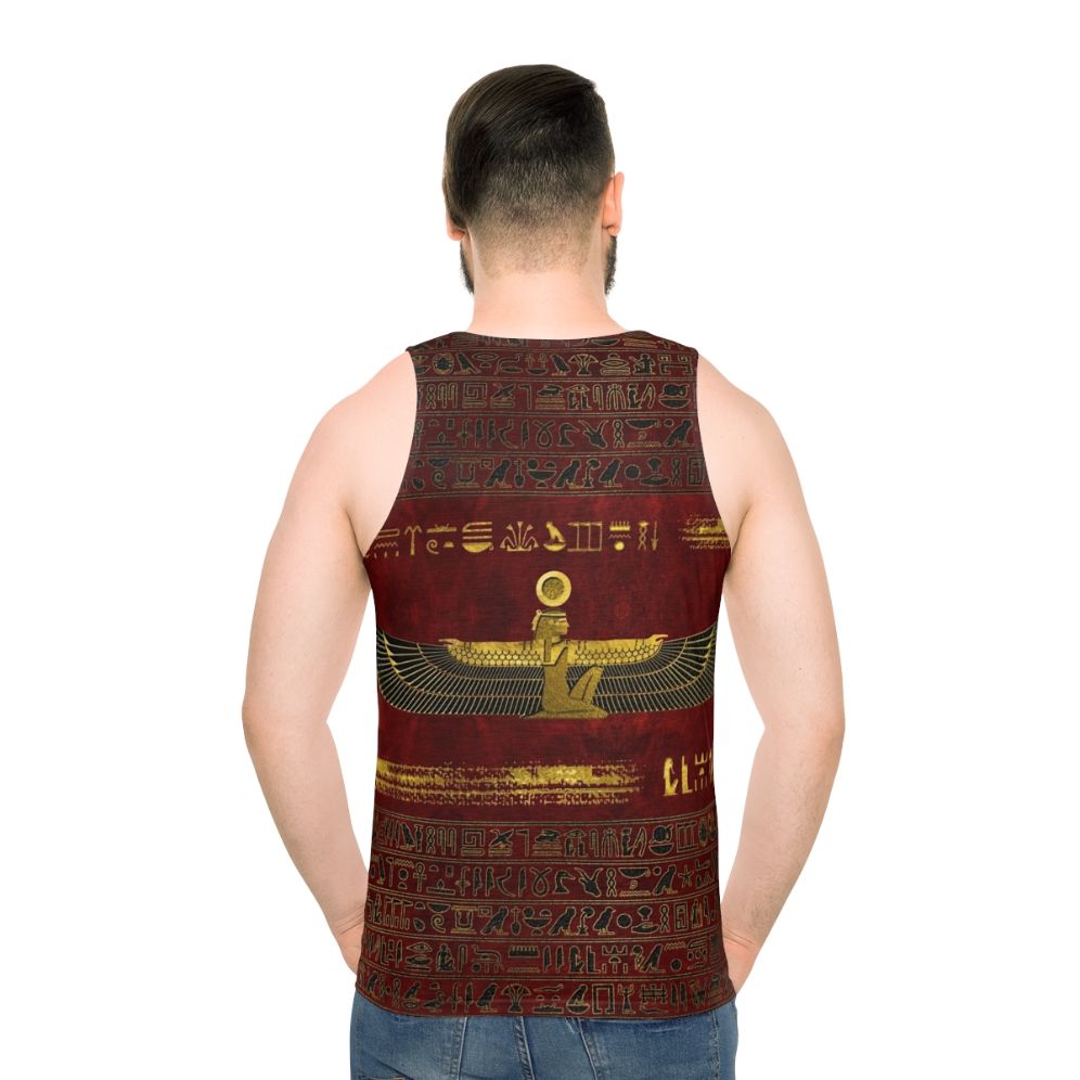 Unisex tank top with ancient Egyptian gold ornament design - men back