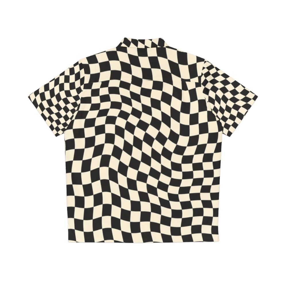 Retro wavy checkerboard pattern Hawaiian shirt - Back