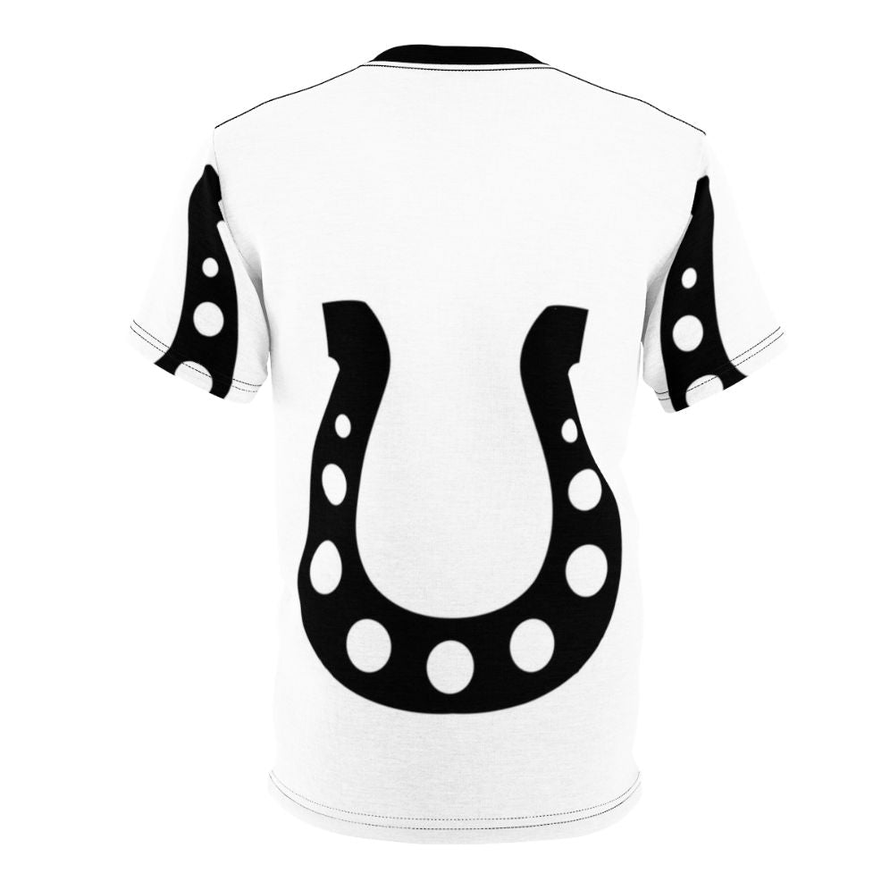 Stylish t-shirt featuring a lucky horseshoe design for activities and hobbies - Back