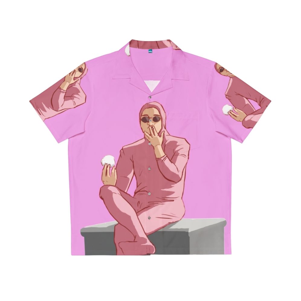 Colorful Hawaiian shirt featuring the iconic Pink Guy character from Filthy Frank