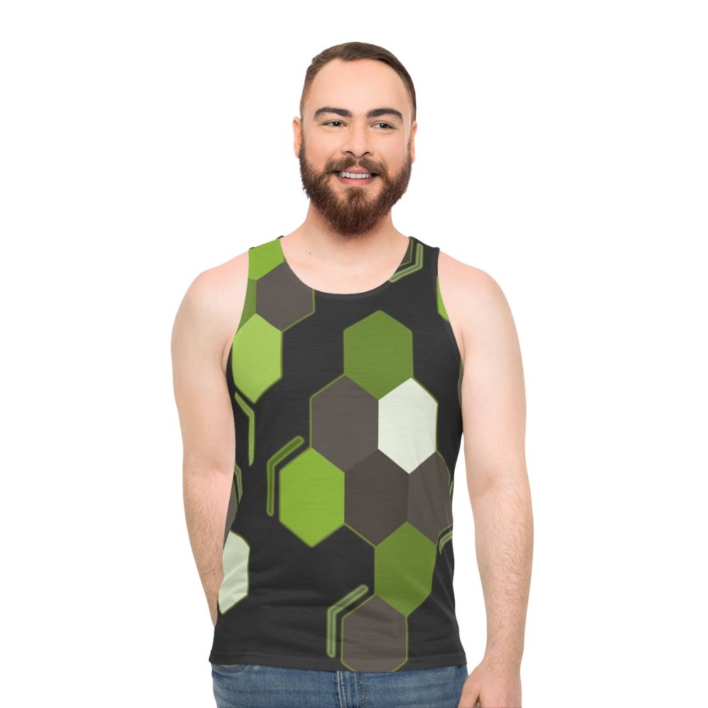 Hexagonal Scales Unisex Tank Top featuring a Zygarde inspired geometric design - men