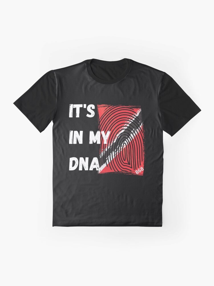 Trinidad and Tobago Caribbean Graphic T-Shirt with DNA Design - Flat lay