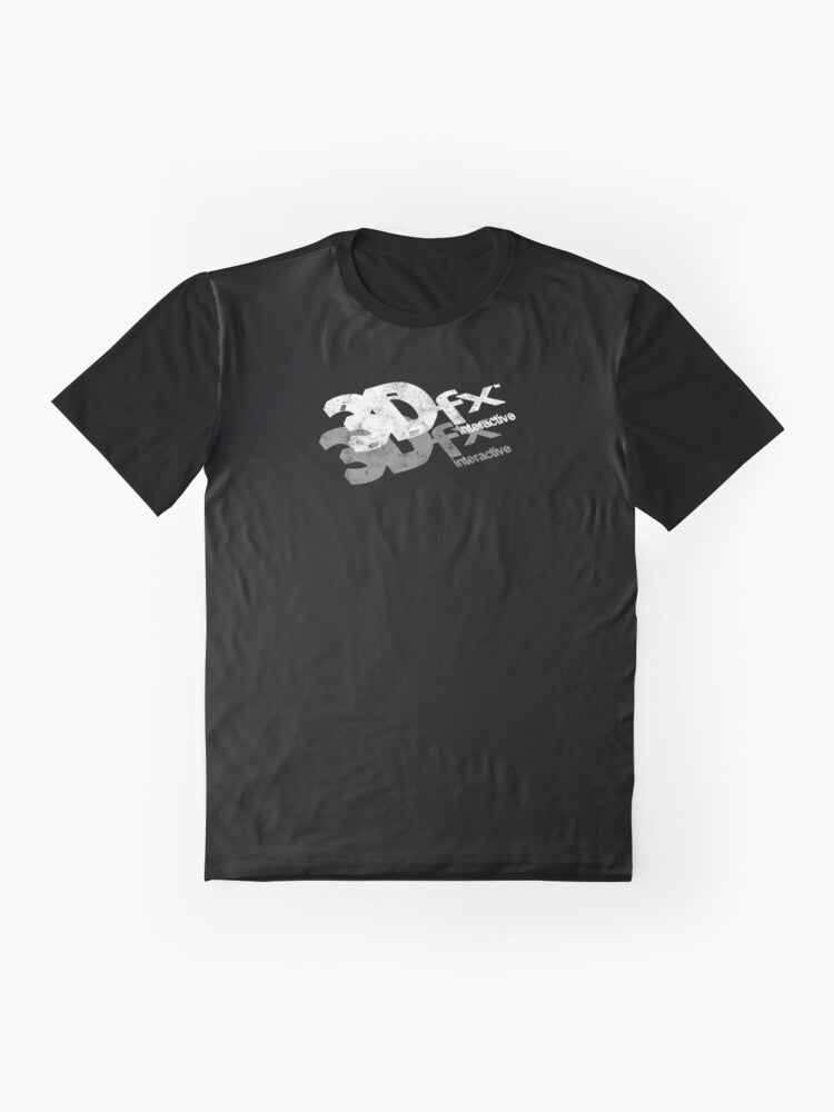 3Dfx Voodoo Graphic T-Shirt featuring the iconic 3Dfx logo and graphics from the 1990s PC gaming era. - Flat lay