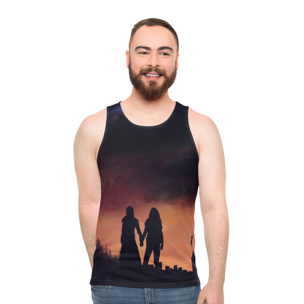 The 100' unisex tank top with Clarke Griffin and Lexa Commander design - men