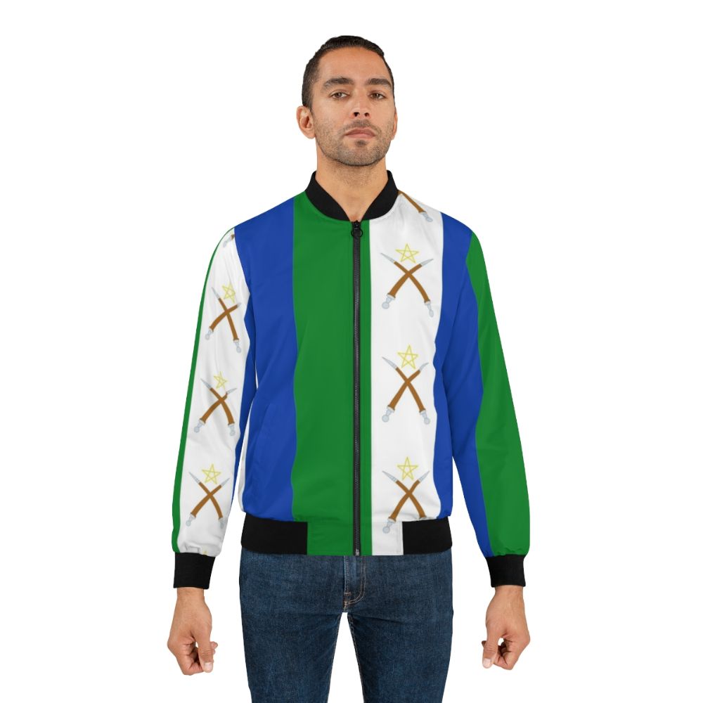 Bomber jacket featuring the flag of the Afar people (Qafara) from Ethiopia and Djibouti - Lifestyle