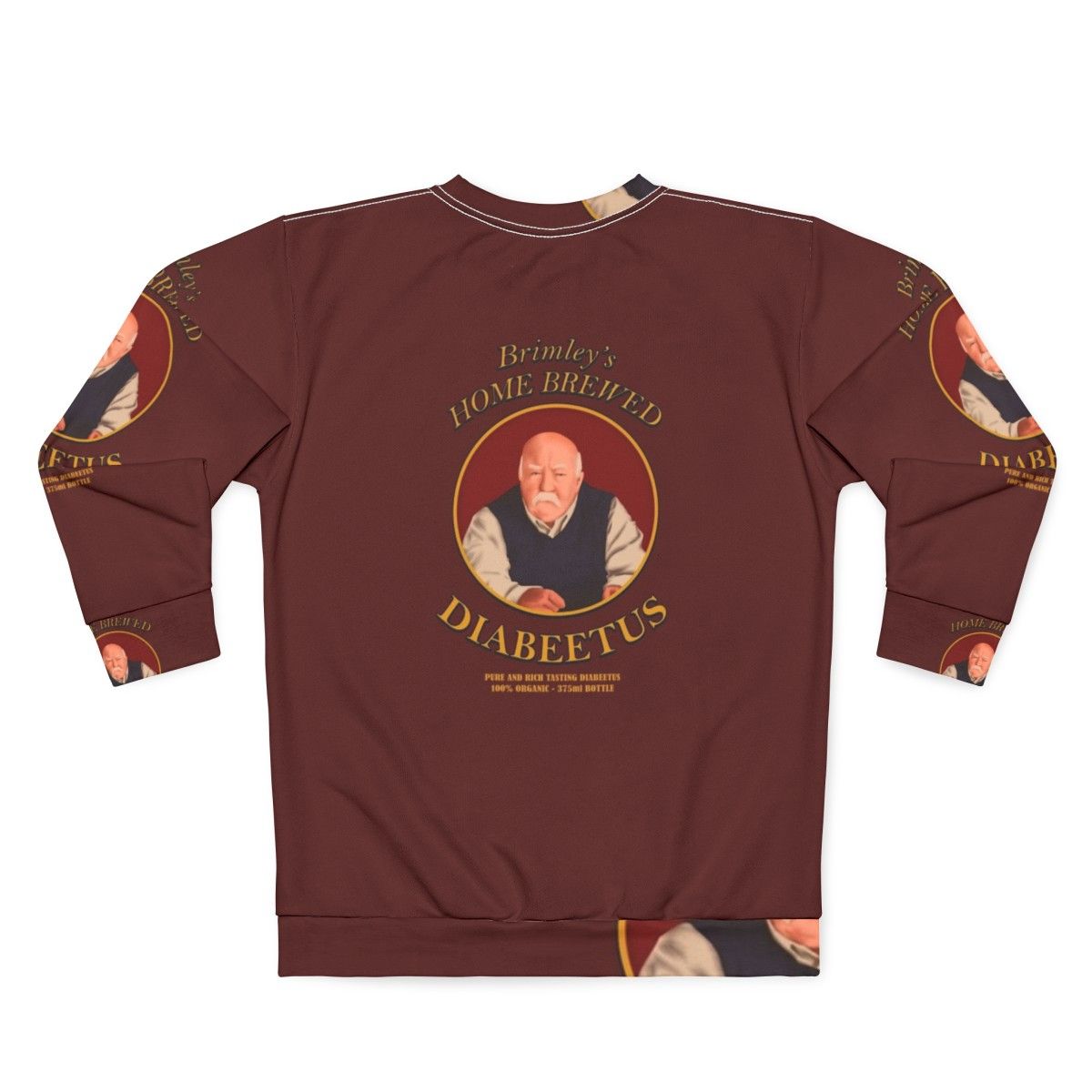 Diabeetus Retro Sweatshirt with Wilfred Brimley Design - Back