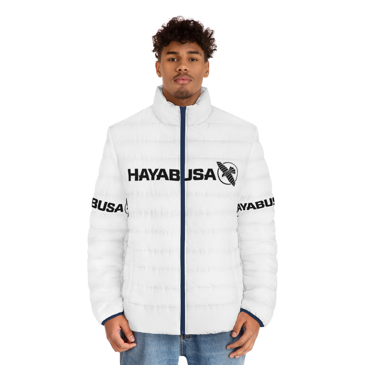 Hayabusa Fight Puffer Jacket, featuring a puffer design for warmth and comfort during training and competition. - men front