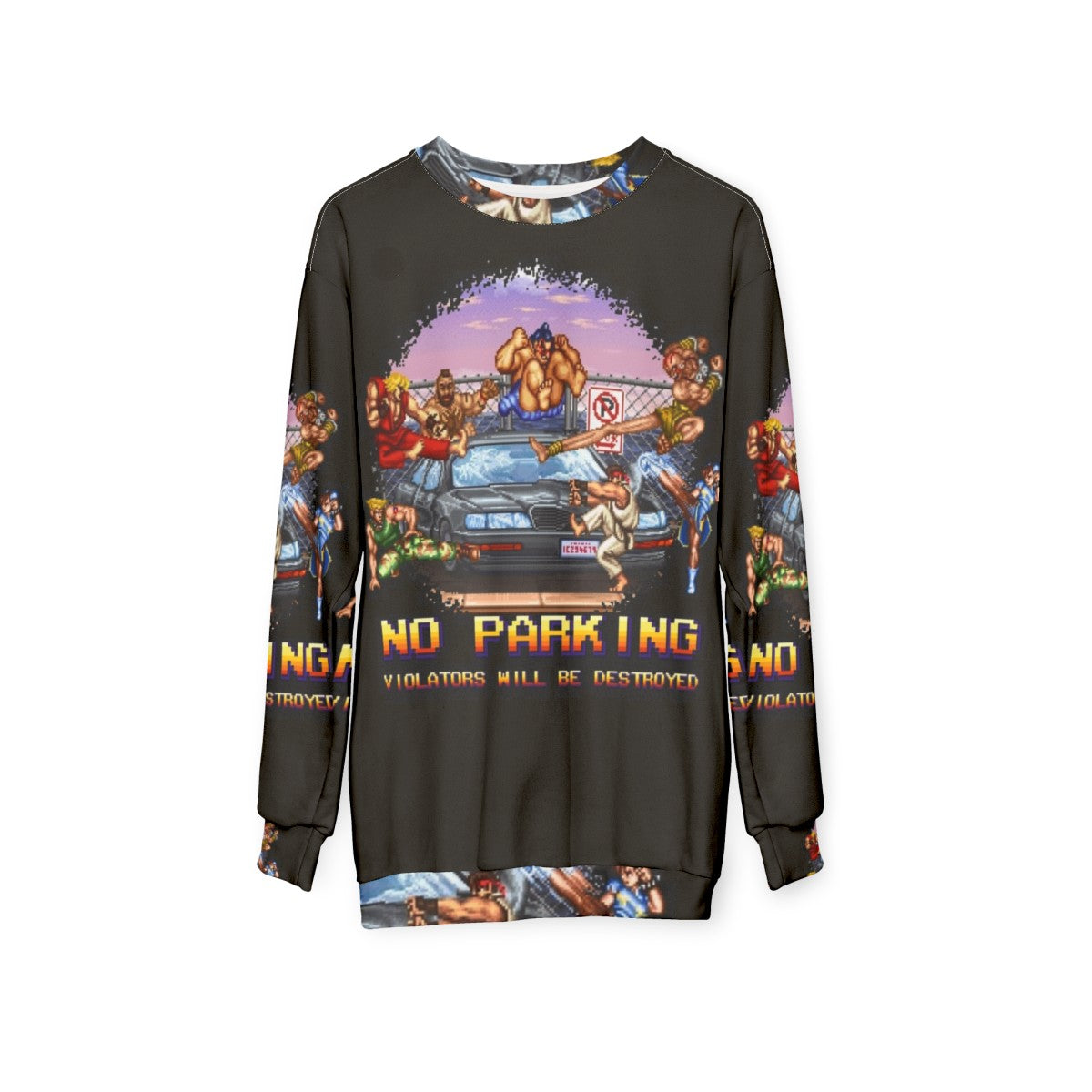 No Parking Violators Will Be Destroyed 8-Bit Gaming Sweatshirt - hanging