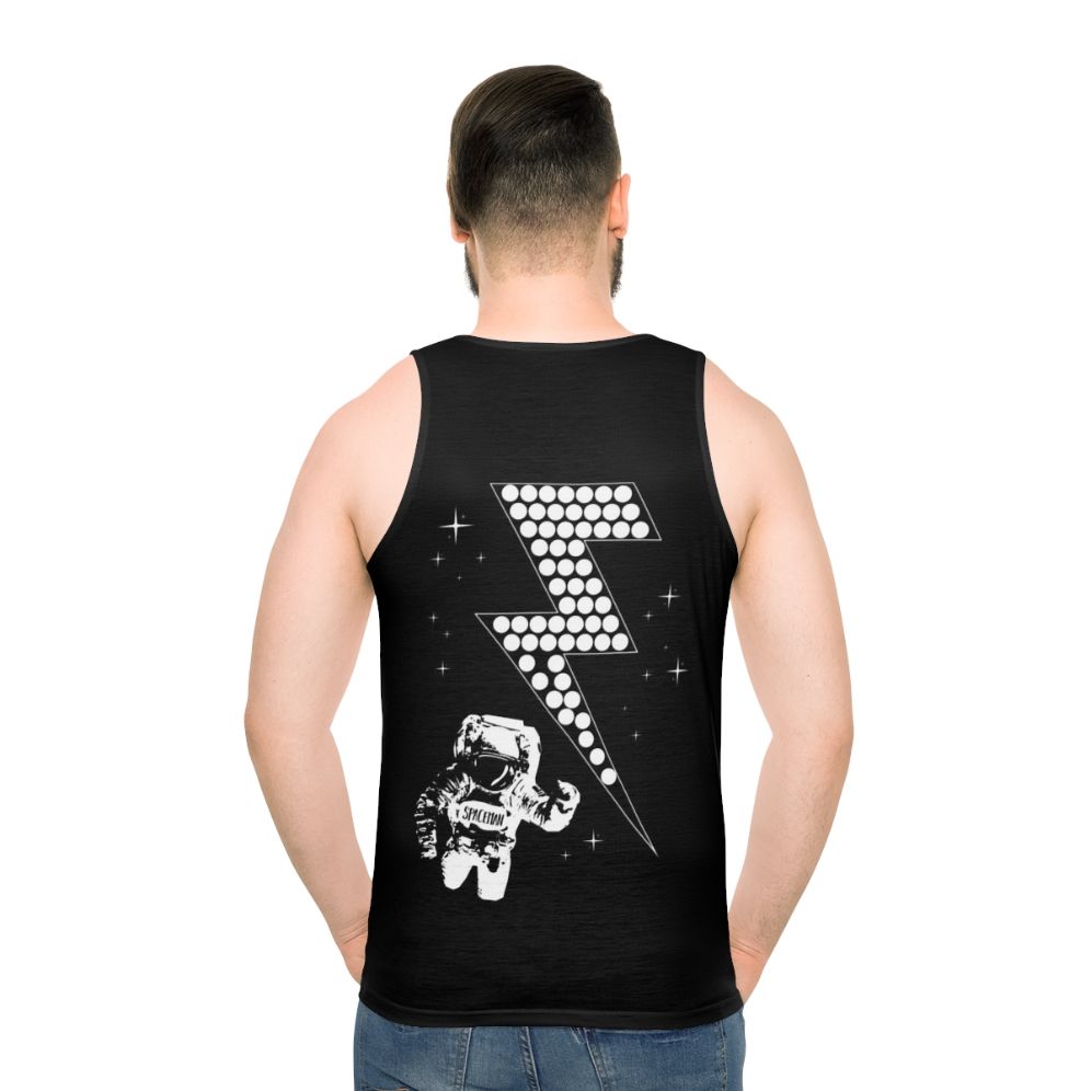 Spaceman Unisex Tank Top with Lightning Bolt Design - men back