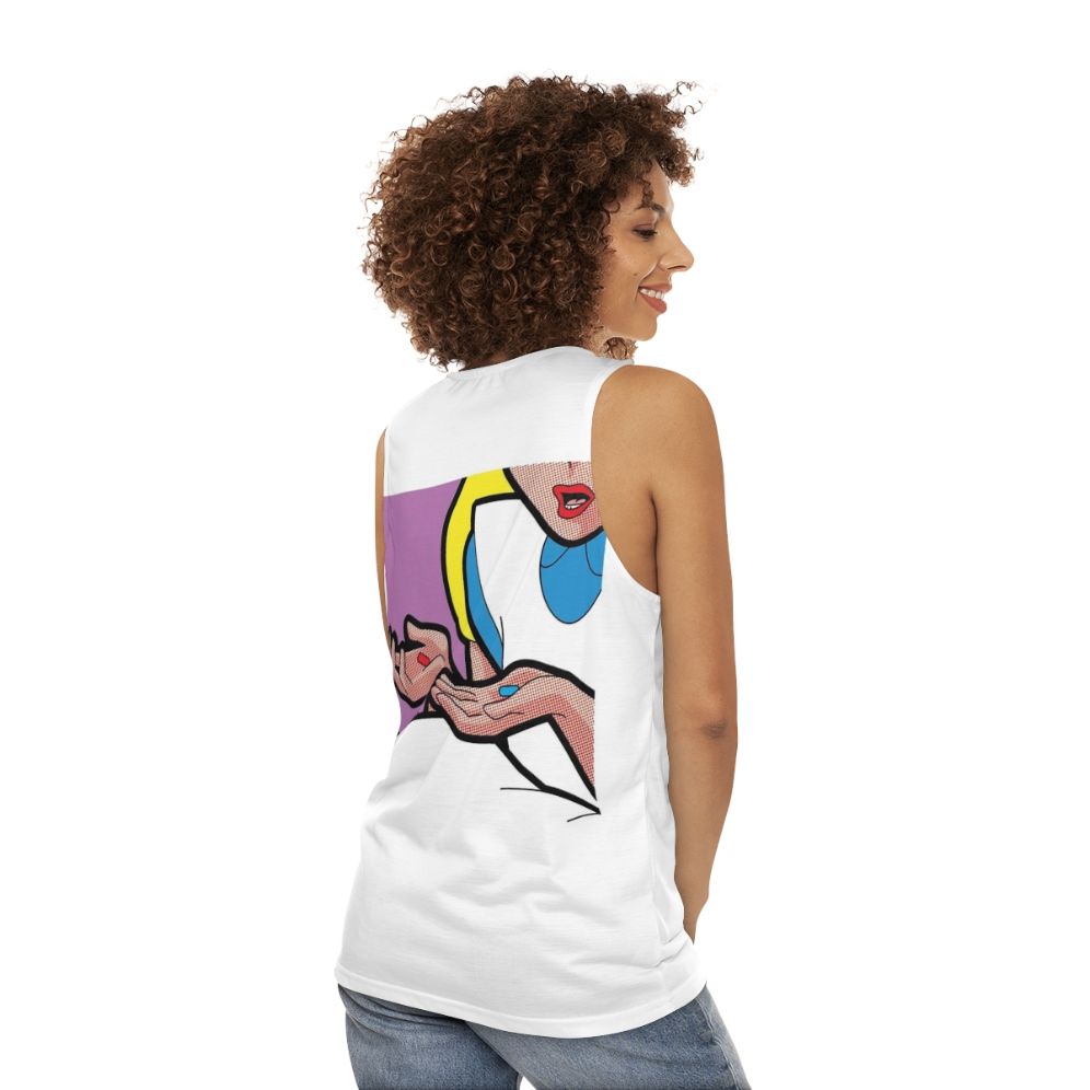 Down the Rabbit Hole Unisex Tank Top with Alice in Wonderland Inspired Design - women back