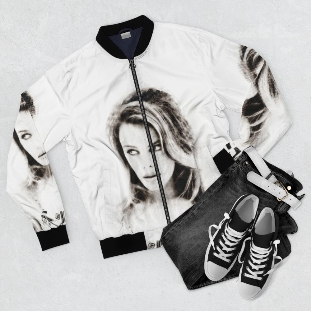 Kylie Bomber Jacket with "Let's Get To It" print - Flat lay