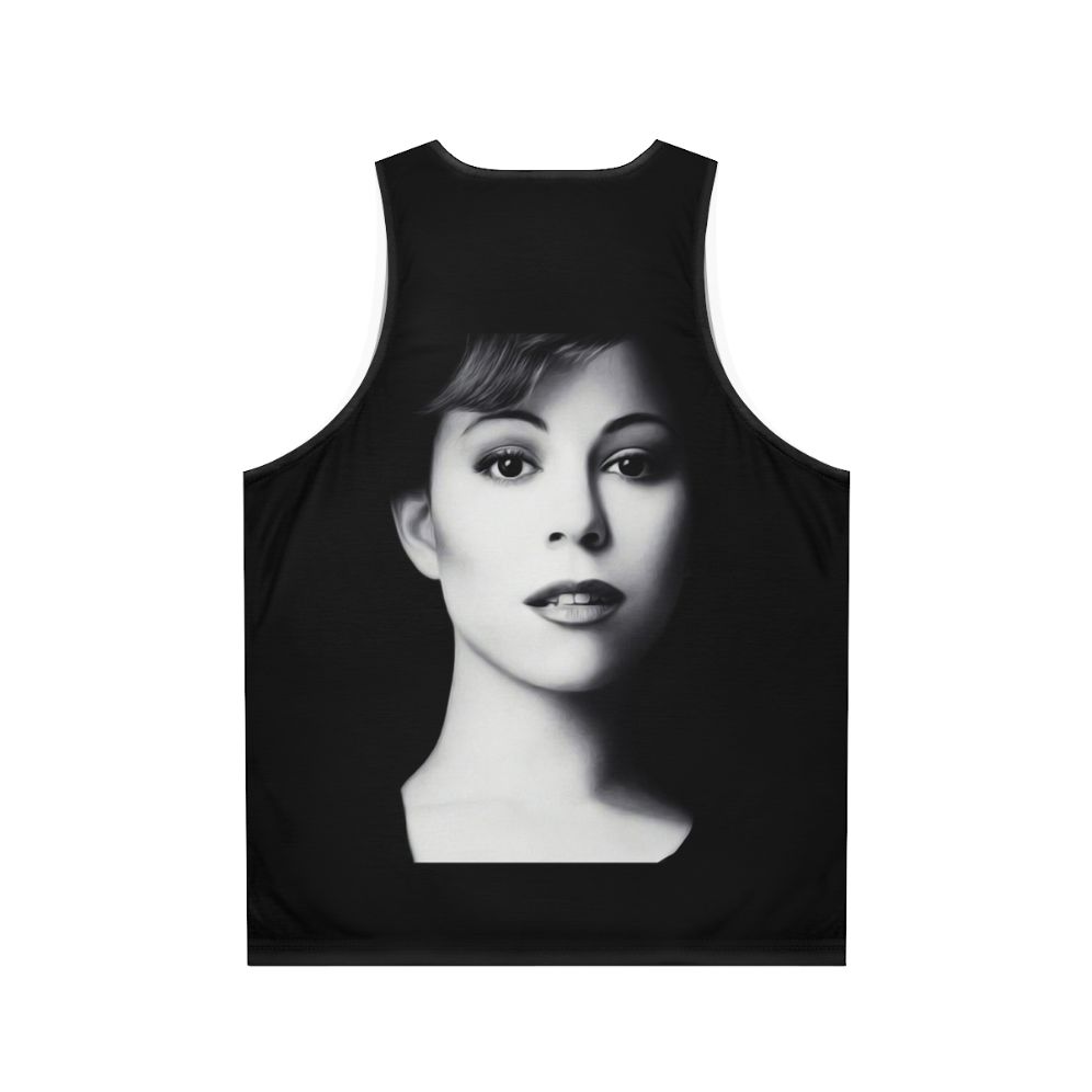 Unisex tank top with an illustrative design of a music legend from the 1990s - Back