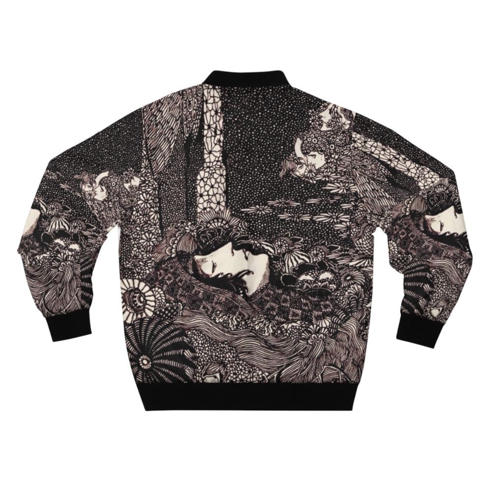 Art Nouveau Bomber Jacket with Designs Inspired by Edgar Allan Poe's Tales - Back