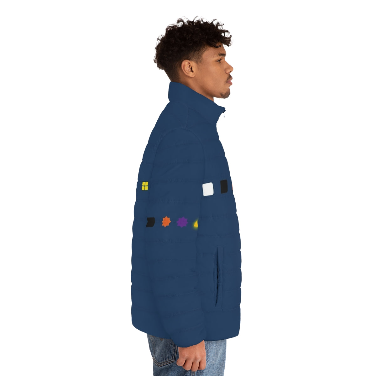 The Witness Puzzle Puffer Jacket featuring the iconic patterns and designs from the indie game - men side right