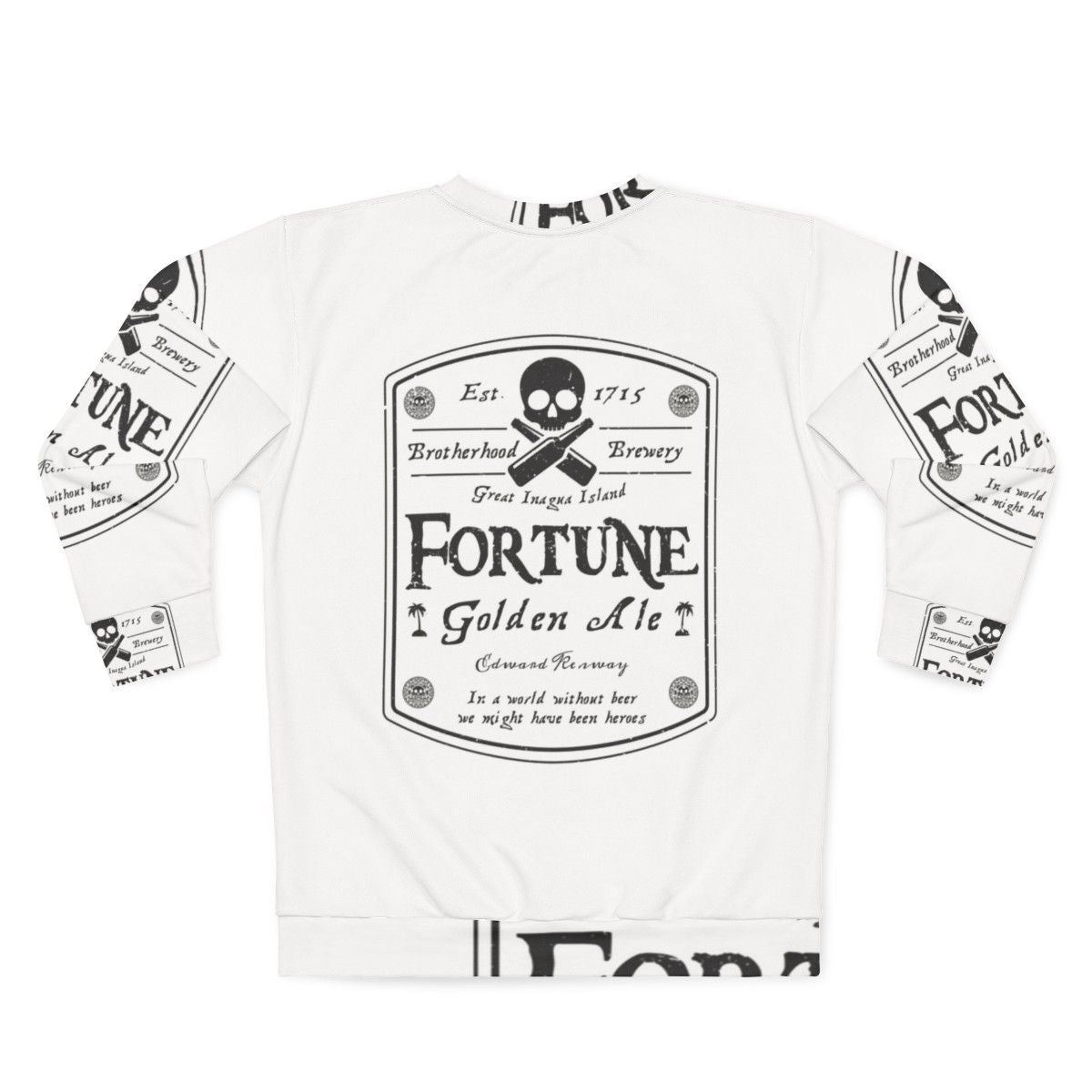 Assassin's Creed gaming sweatshirt with Fortune beer label design - Back