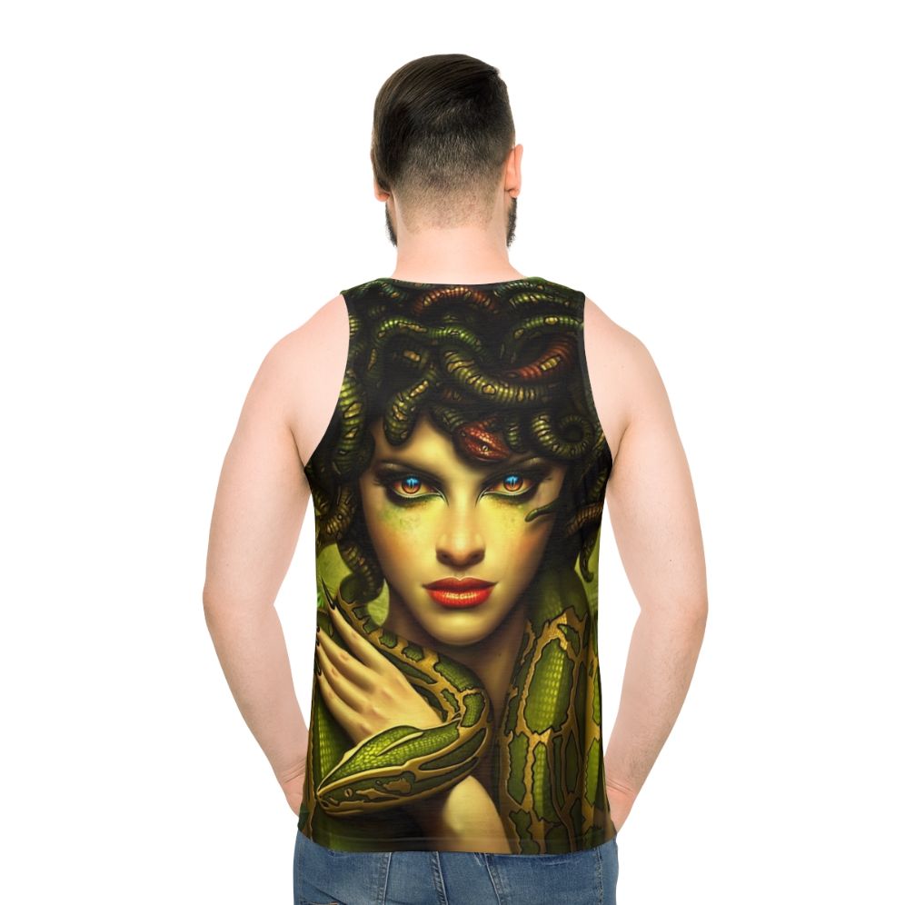 Medusa Unisex Tank Top with Mythological Greek Gorgon Artwork - men back