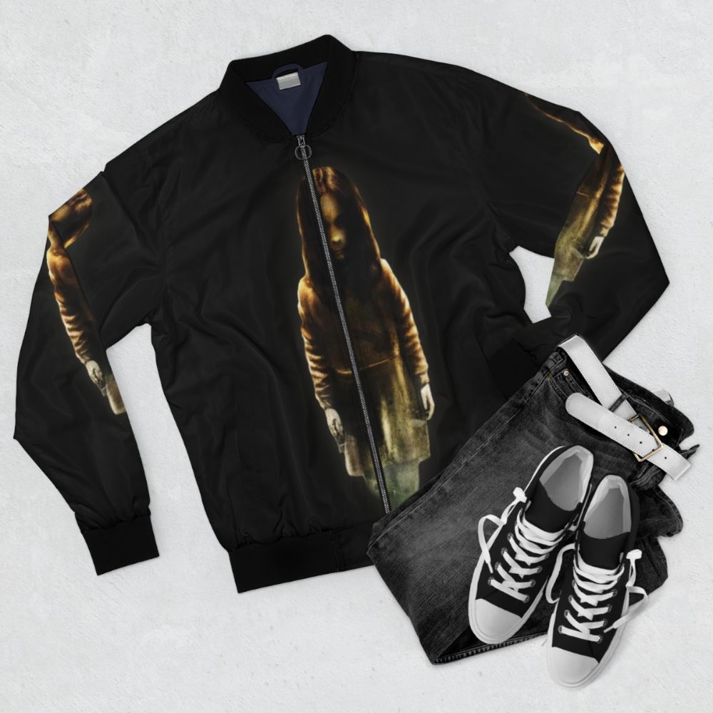 Alma Wade horror video game bomber jacket - Flat lay