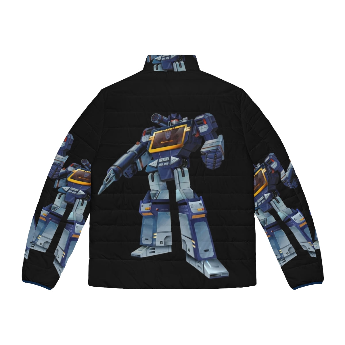 Masterpiece Soundwave Transparent Puffer Jacket with Transformers Decepticon Design - Back