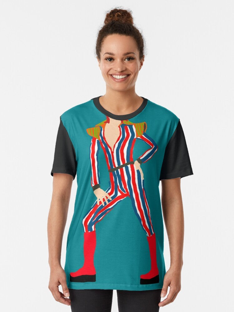 Ziggy Stardust stripe graphic t-shirt featuring a retro design inspired by David Bowie - Women