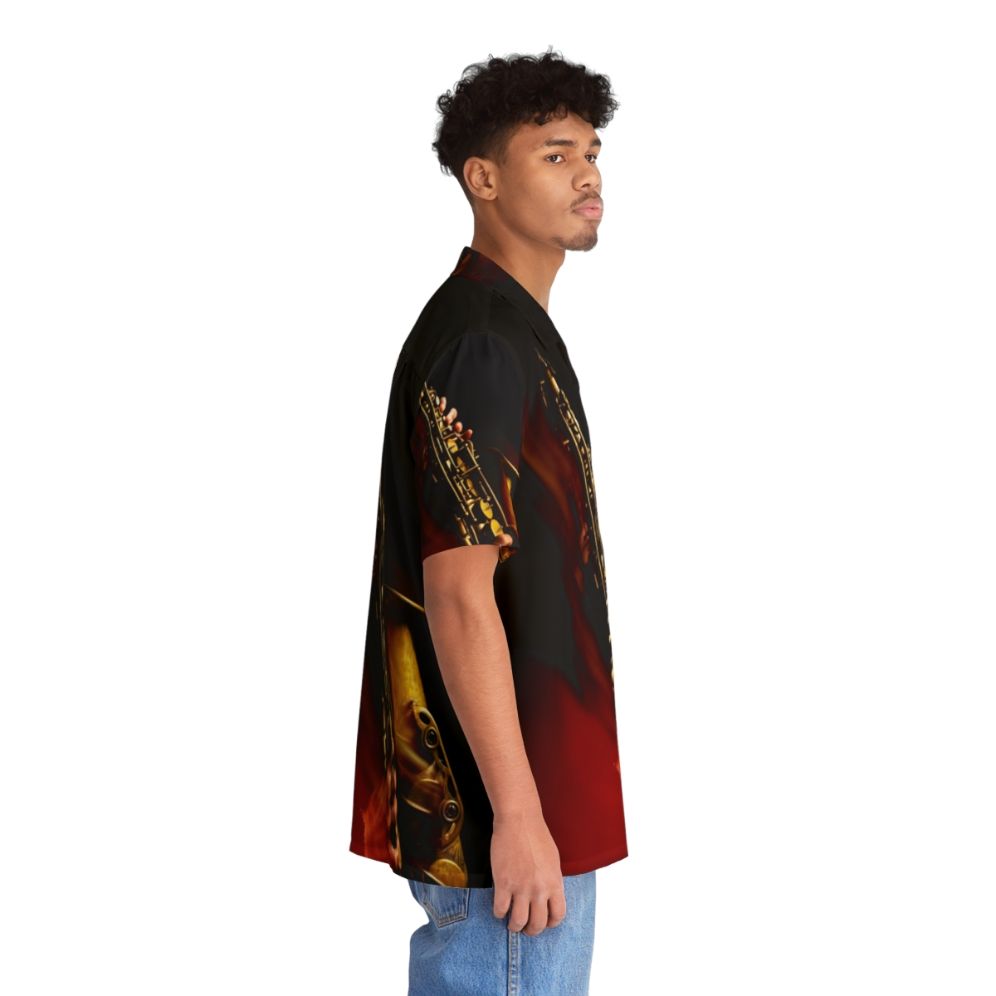 Flaming Red Alto Saxophone Hawaiian Shirt - People Pight