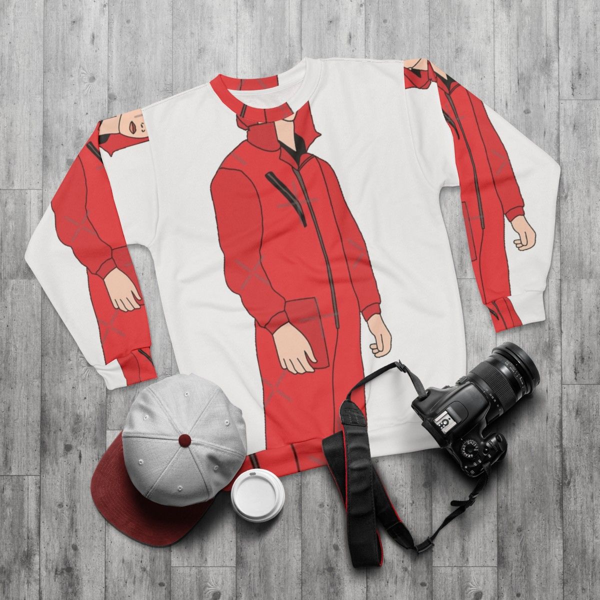 Money Heist Rio Sweatshirt with Character Design - flat lay