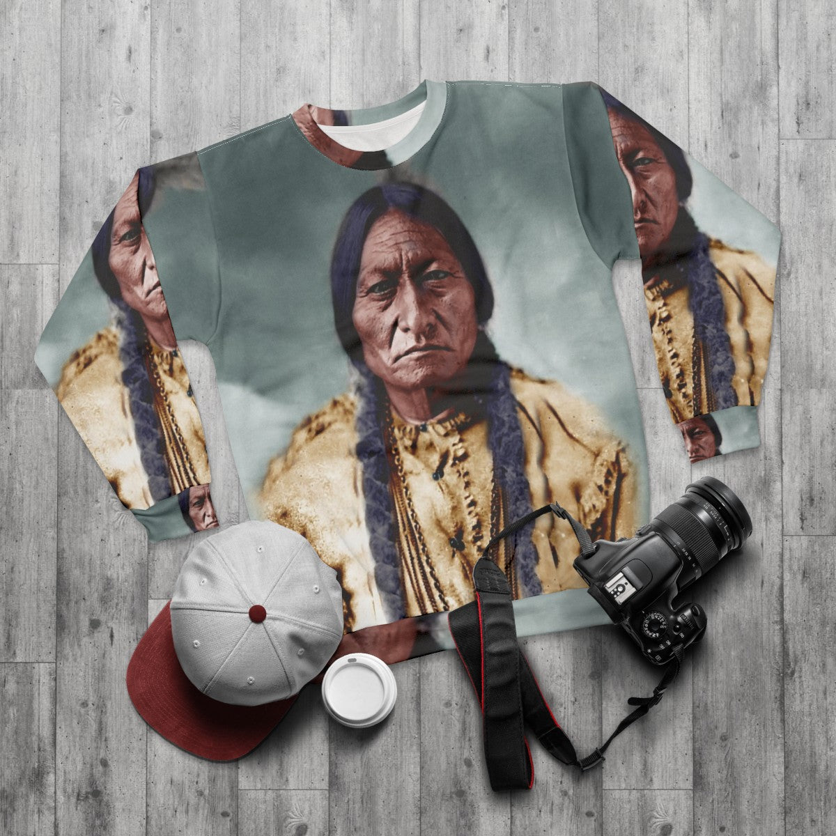 Sitting Bull Native American Sweatshirt - flat lay