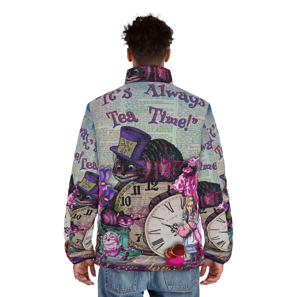 Vintage Alice in Wonderland-inspired puffer jacket - men back