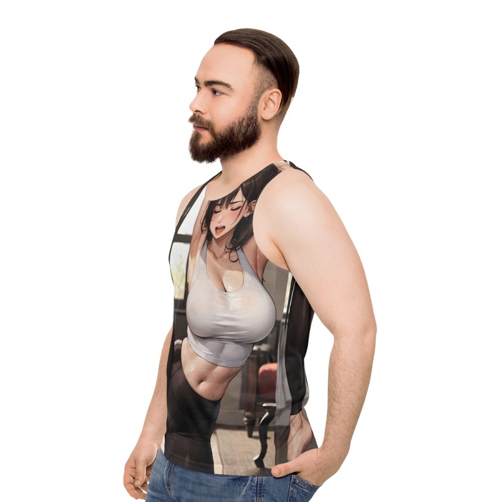 Unisex anime-inspired yoga tank top - men side