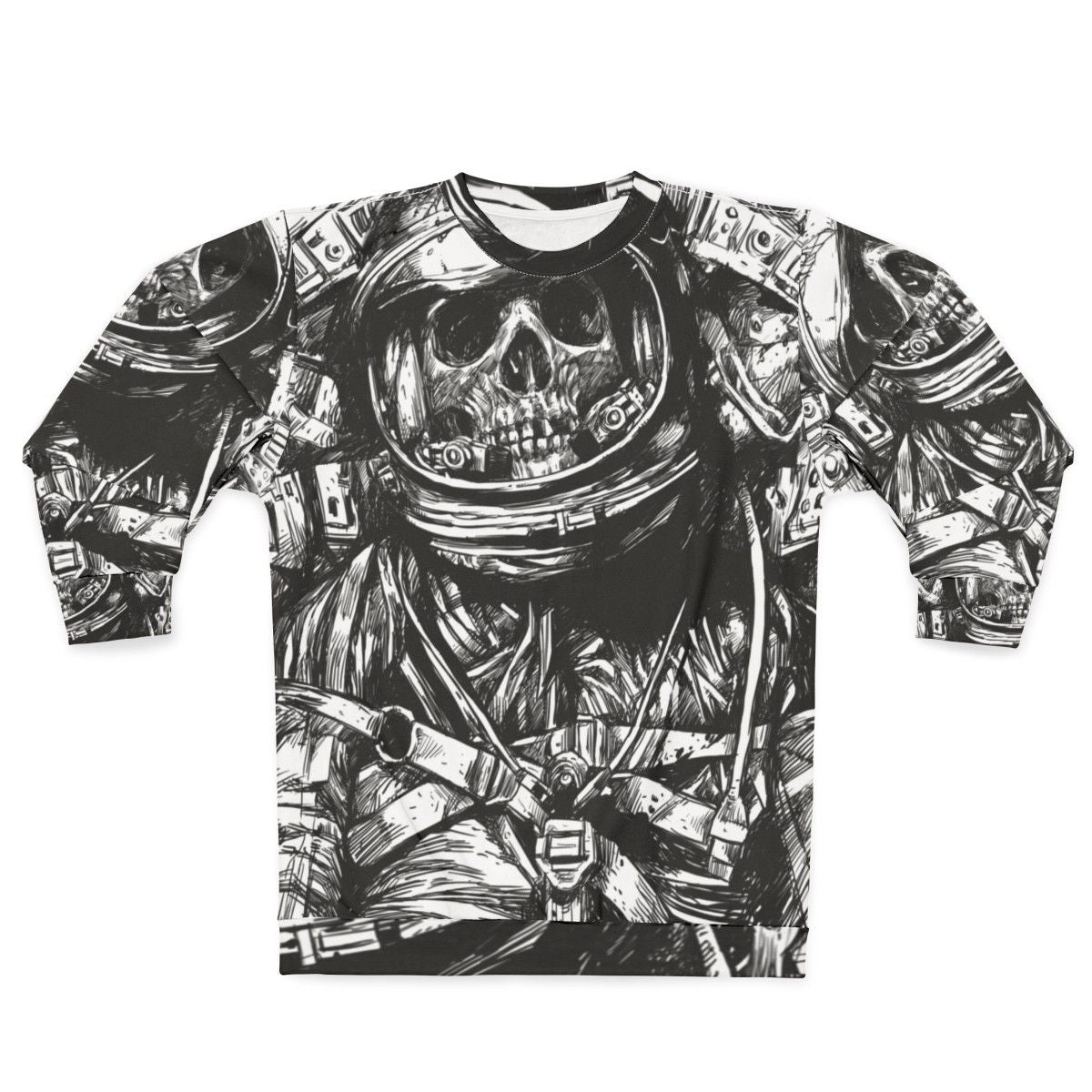 Haunting Dead Astronaut Sweatshirt with Skeleton in Space