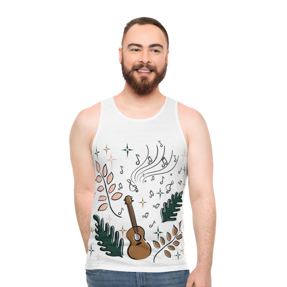 Unisex ukulele tank top with nature-inspired design - men