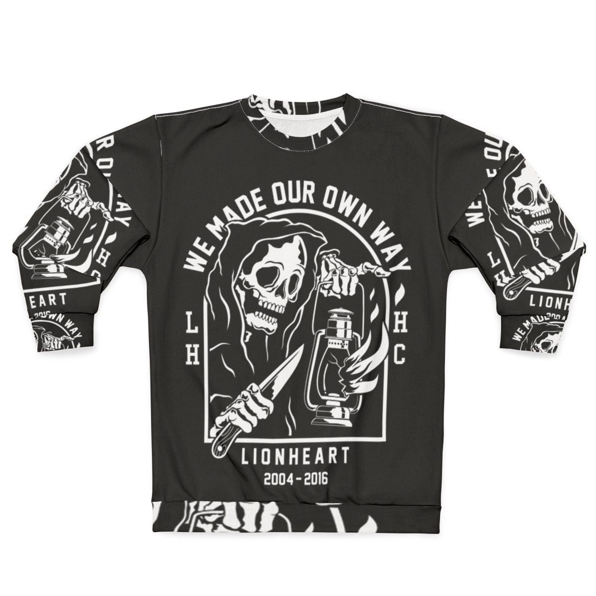 Lionheart Metal Music Sweatshirt with Grim Reaper Skull Design