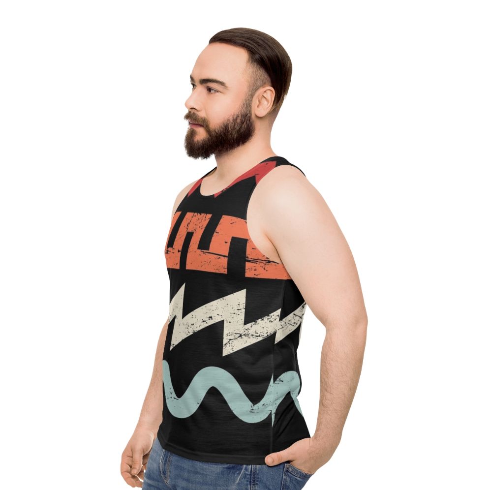 Retro synth waveforms unisex tank top - men side