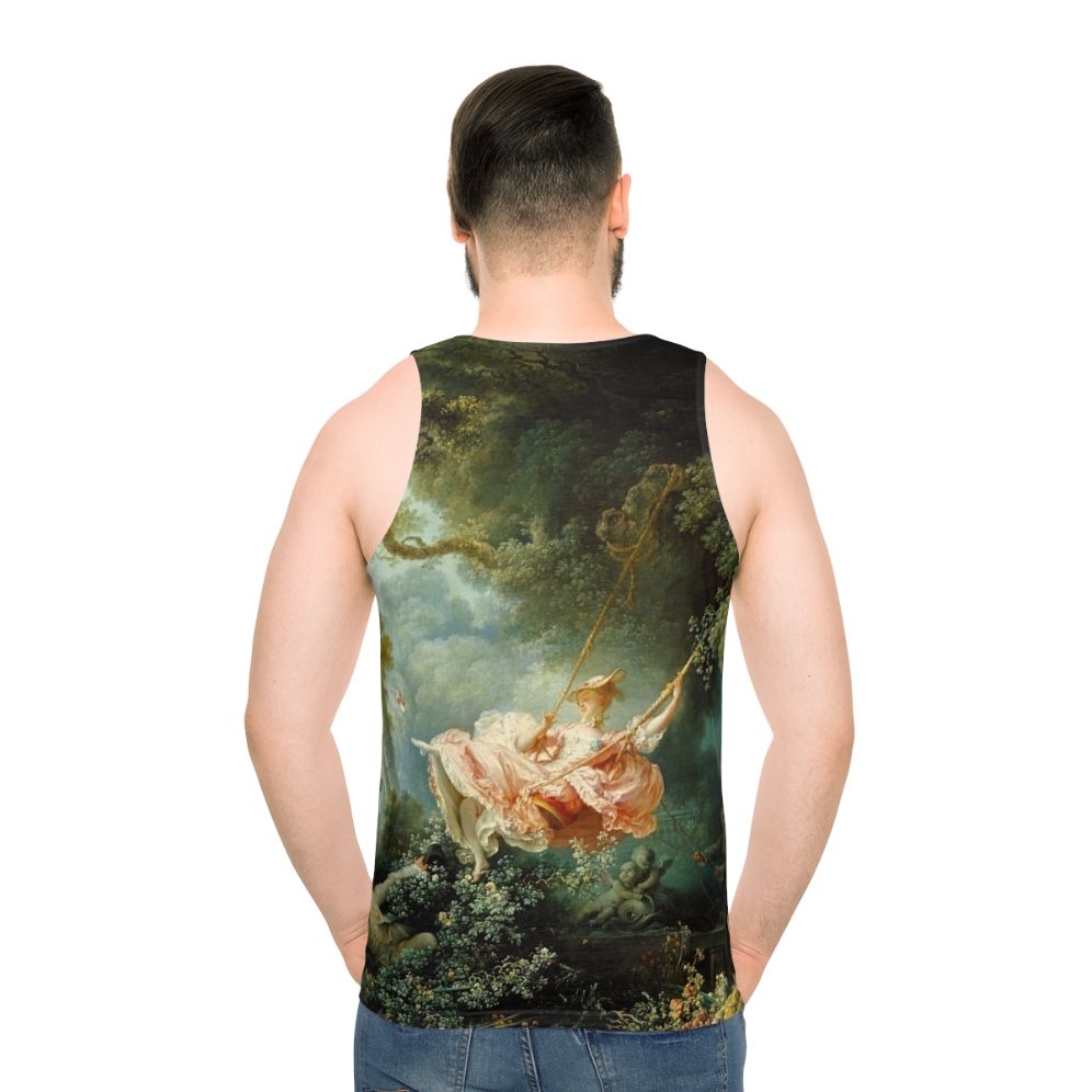 Unisex tank top featuring The Swing painting by Jean Honore Fragonard - men back