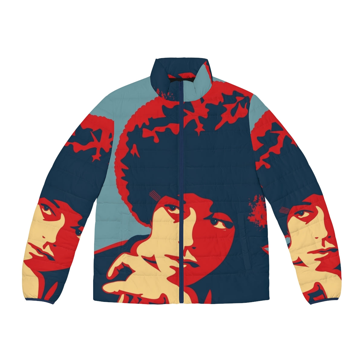 Angela Davis Puffer Jacket featuring Black Panther Party and Black Activism Imagery