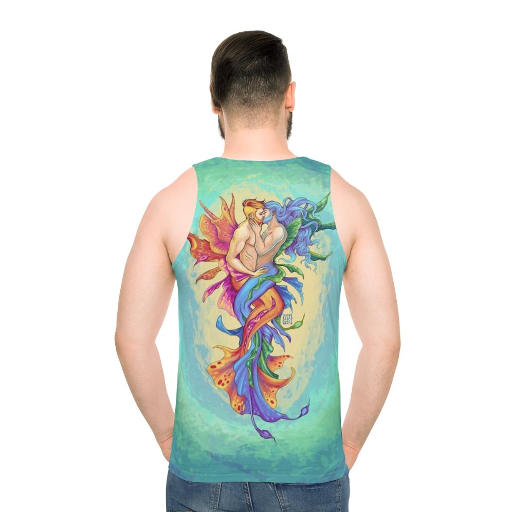 Merman Underwater Kiss Unisex Tank Top - men back