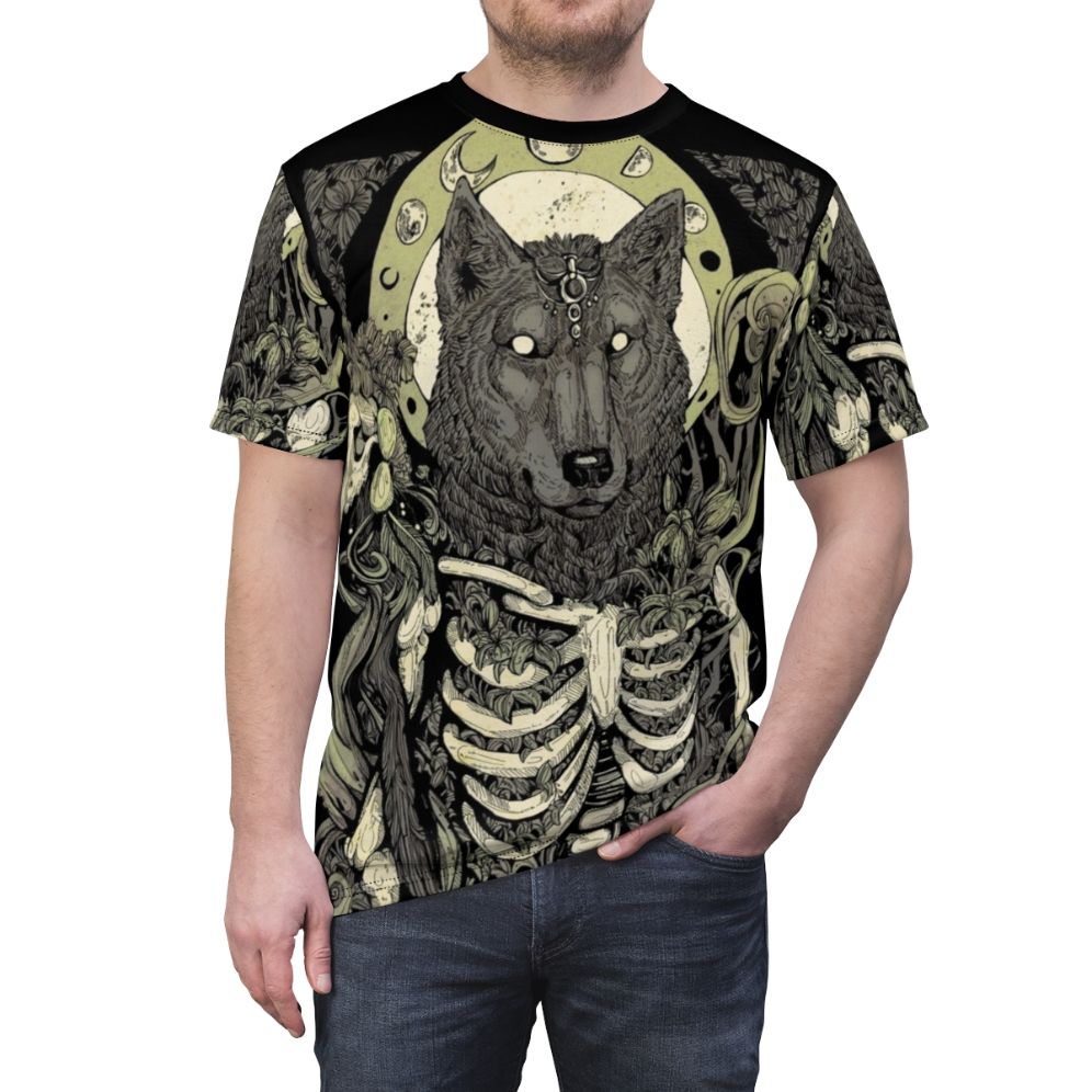 Lycanthropy werewolf wolf skull graphic t-shirt design - men front