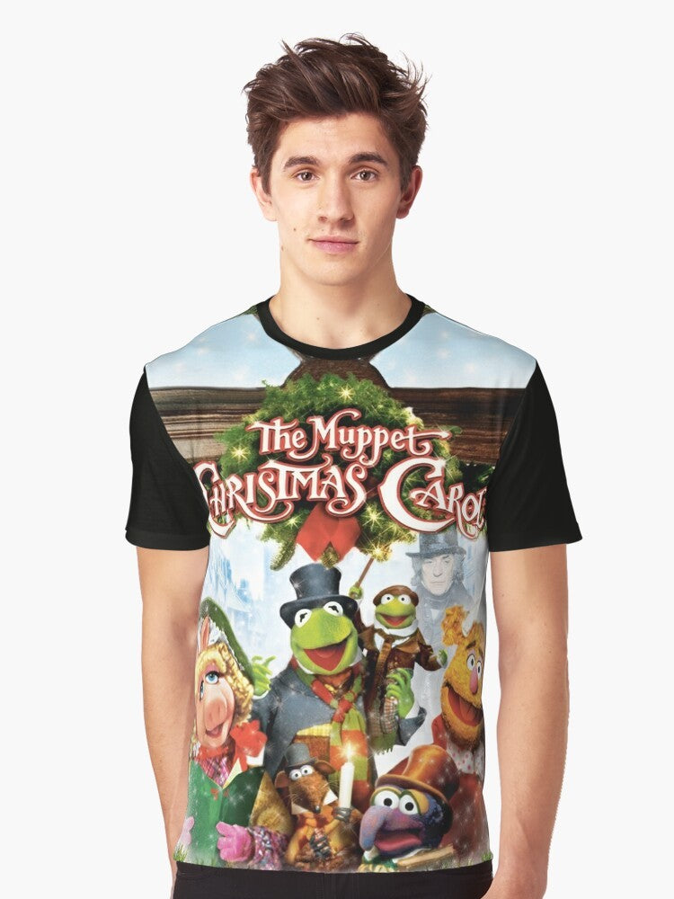 Graphic t-shirt featuring characters from the classic holiday movie "The Muppet Christmas Carol" - Men