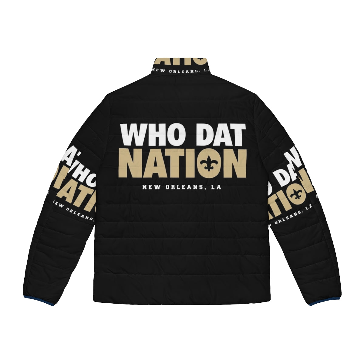 New Orleans Saints "Who Dat Nation" Retro 8-Bit Puffer Jacket - Back