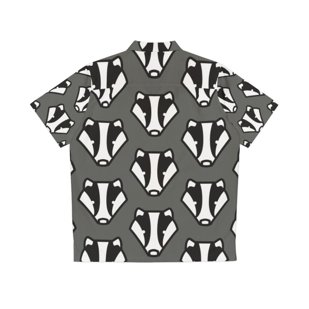 Badger-themed Hawaiian shirt with a gray and black design - Back