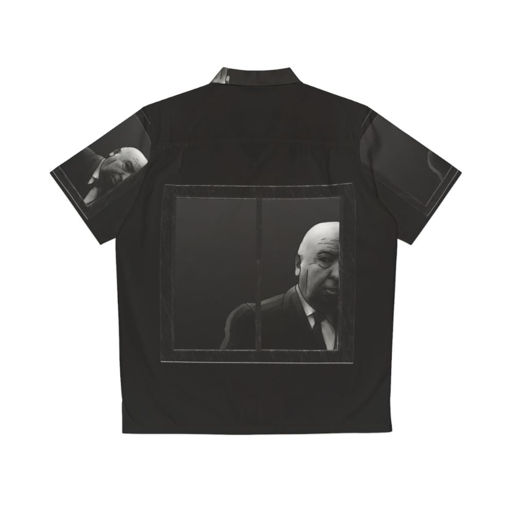 Alfred Hitchcock Hawaiian Shirt - Graphic Tee with Iconic Movie Director Artwork - Back