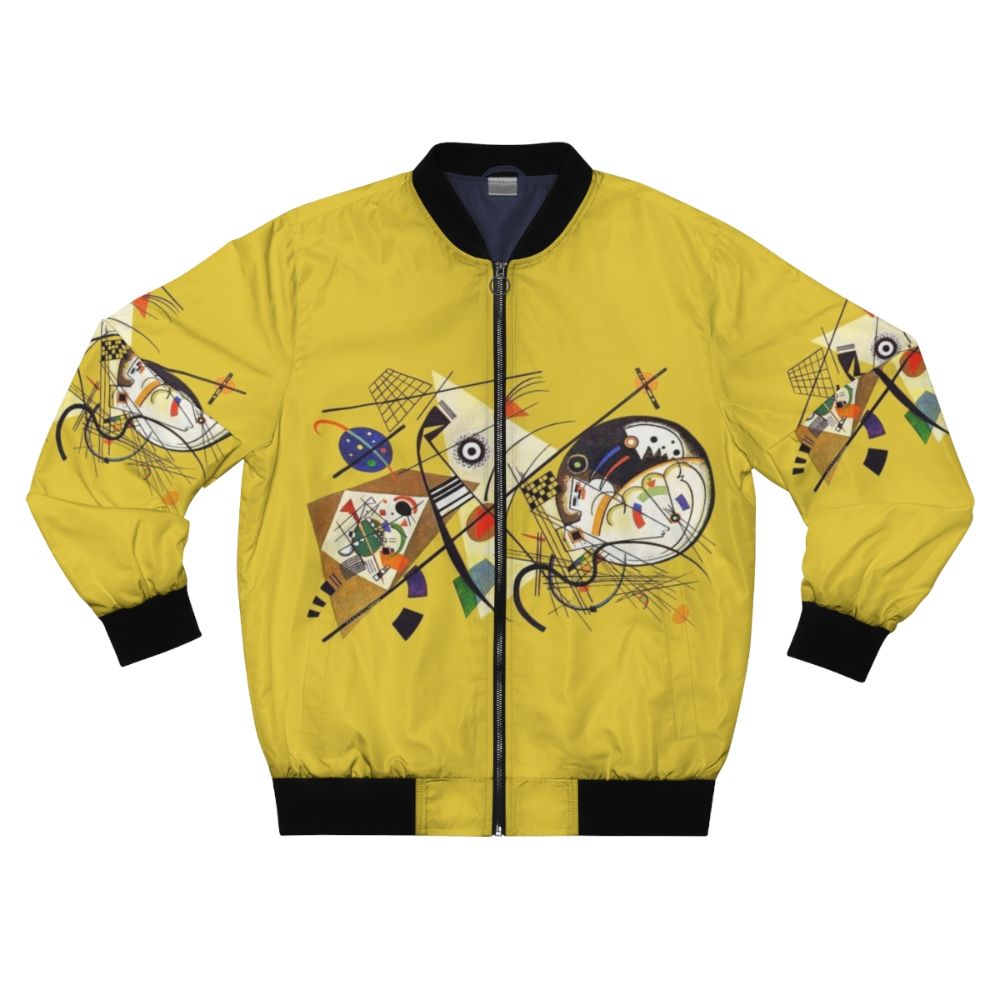 Bomber jacket featuring Wassily Kandinsky's abstract art painting "Transverse Lines (1923)"