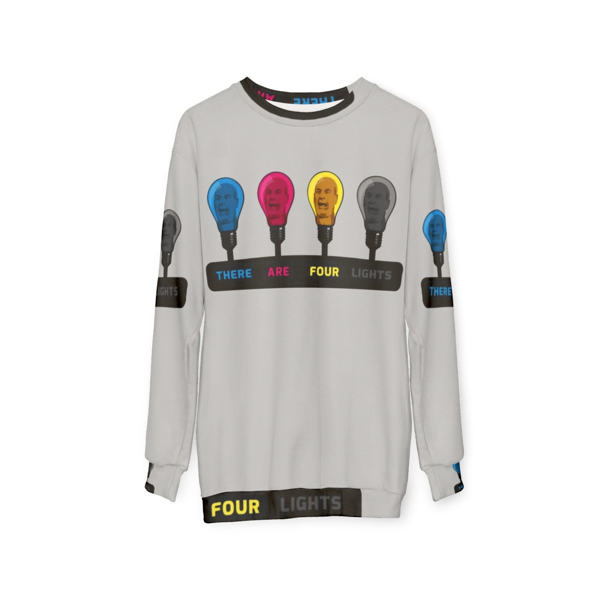 "There Are Four Lights" CMYK Star Trek Sweatshirt - hanging