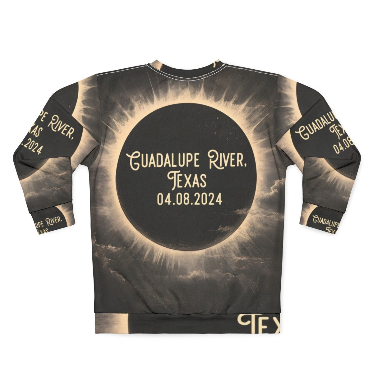 Guadalupe River Texas Total Eclipse Sweatshirt - Back