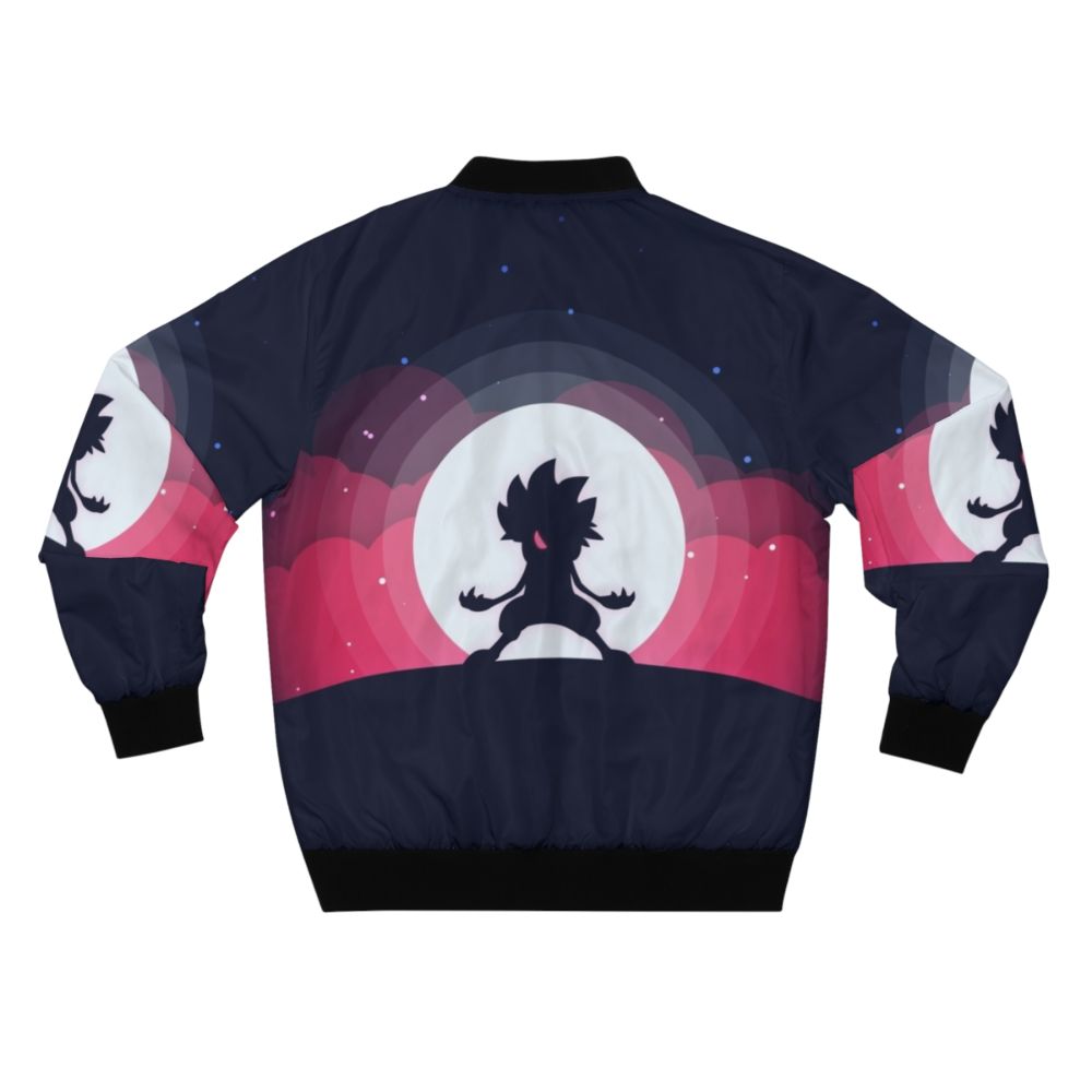 Lycanroc Pokemon Bomber Jacket with Flat Moon Design - Back