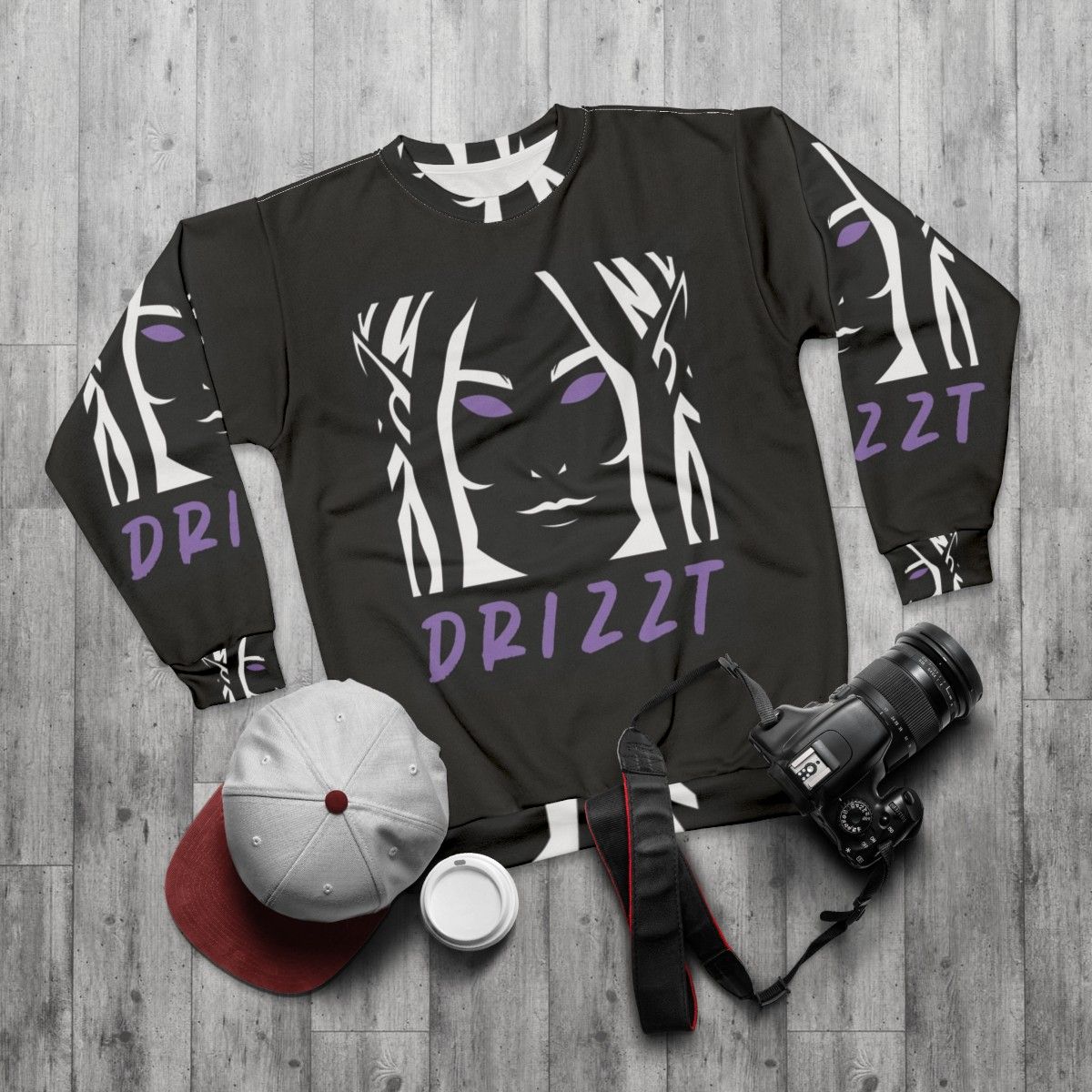 Drizzt Dark Elf Sweatshirt - flat lay