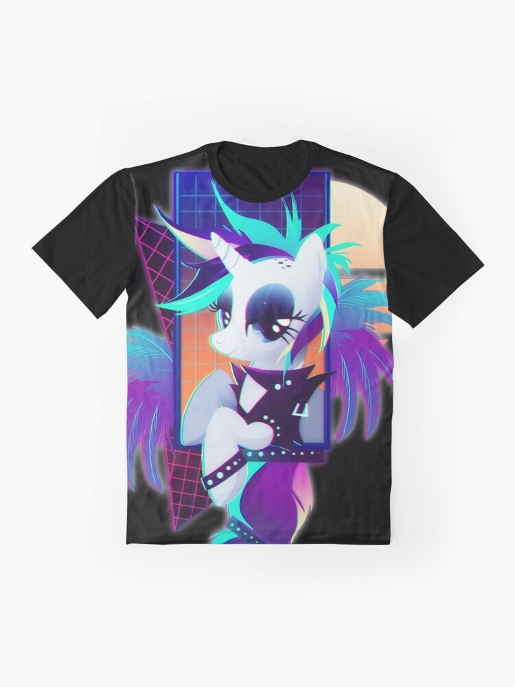 Rarity, the unicorn from My Little Pony: Friendship Is Magic, in a punk-inspired graphic design. - Flat lay