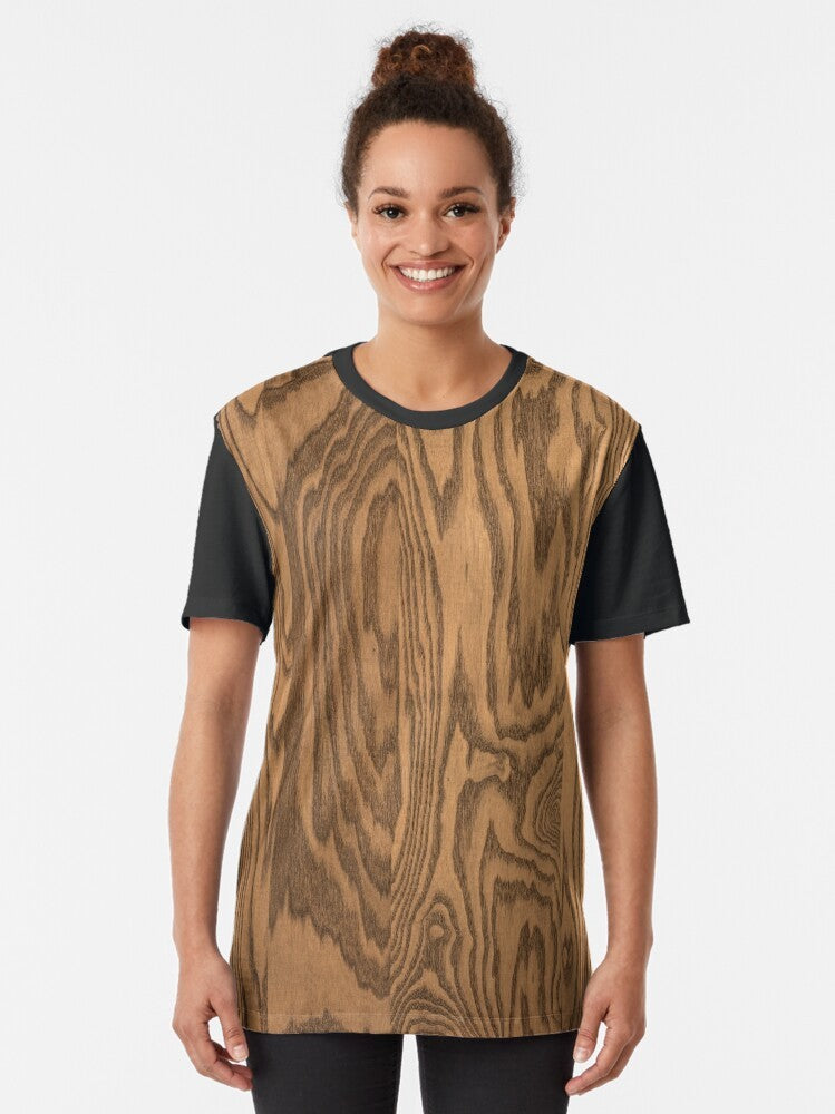 Rustic woodgrain graphic design t-shirt - Women