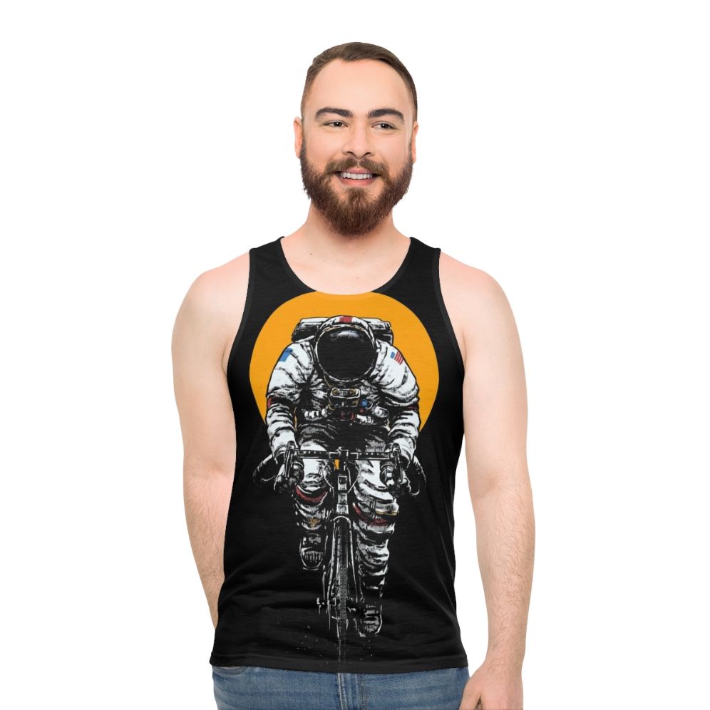 Space-inspired cycling tank top with "Let's Ride Bike" design - men