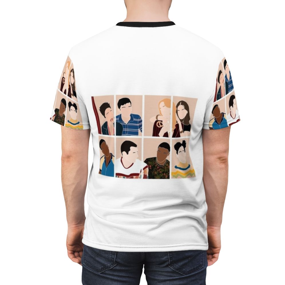 Stylish T-shirt design featuring the cast of the popular Netflix series Sex Education - men back